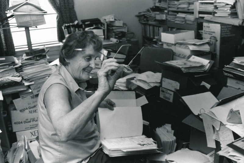 Spring 1993 Caroline Gentile in messy office crs