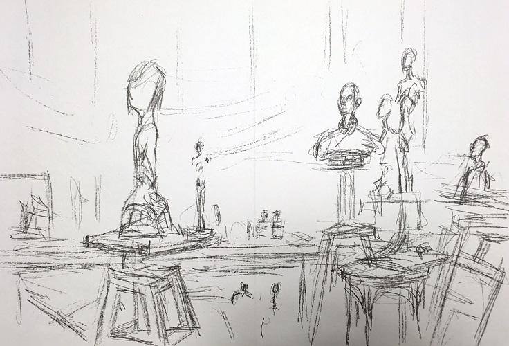 "Studio with Sculptures" (from Derriere le Miroir), Alberto Giacometti, 1961, Lithograph