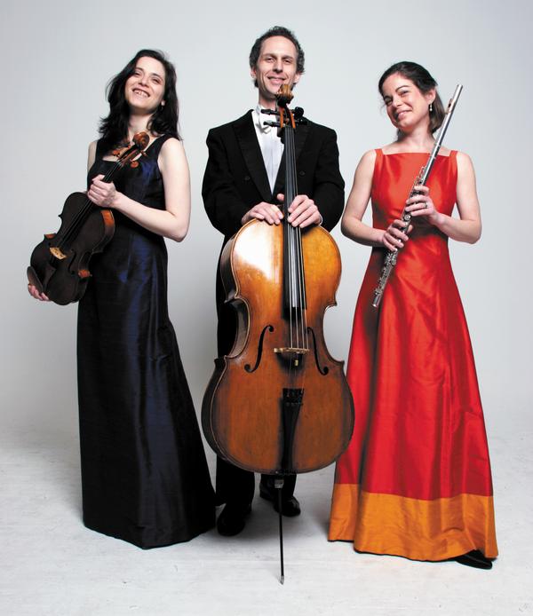 Eight Strings & a Whistle features flutist Suzanne Gilchrest, violist Ina Litera, and cellist Matthew Goeke