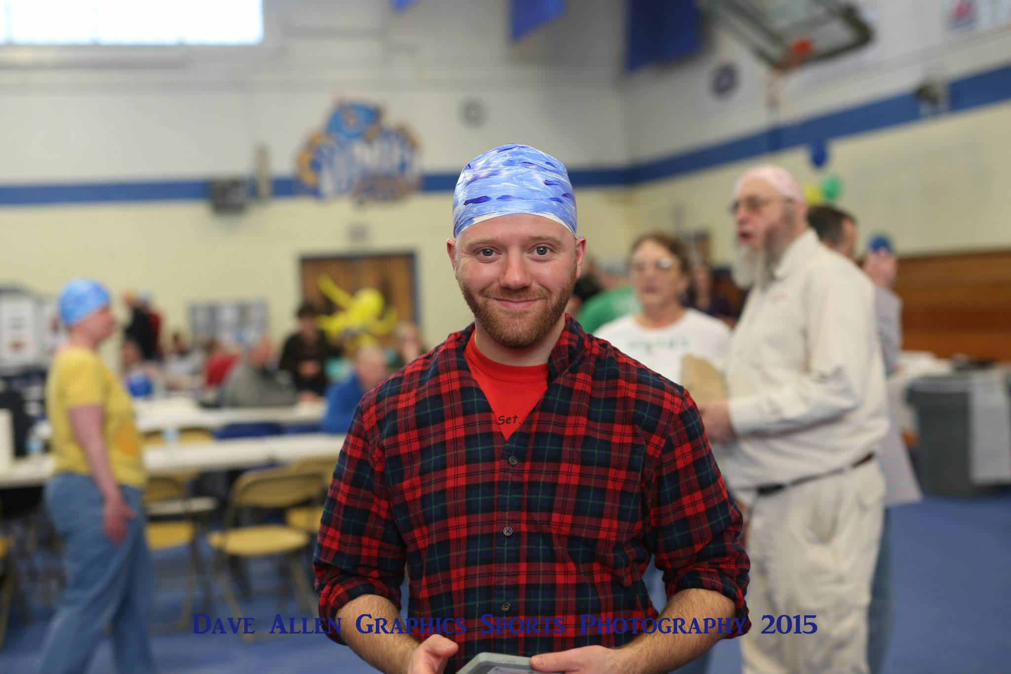 Photo of someone with their head painted blue for Planet Head Day