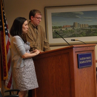 Photo of Ben Pinette and Kathi Jandreau at a podium